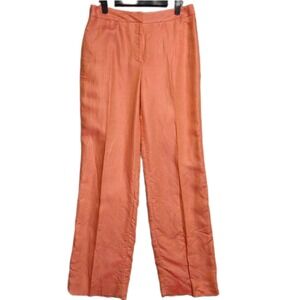 Valerie Stevens Trousers Women 4 Coral Linen Blend Wide Leg High Rise Pants